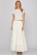 Woven Tiered White Maxi