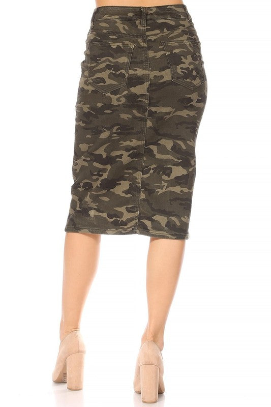Camo Denim Skirt
