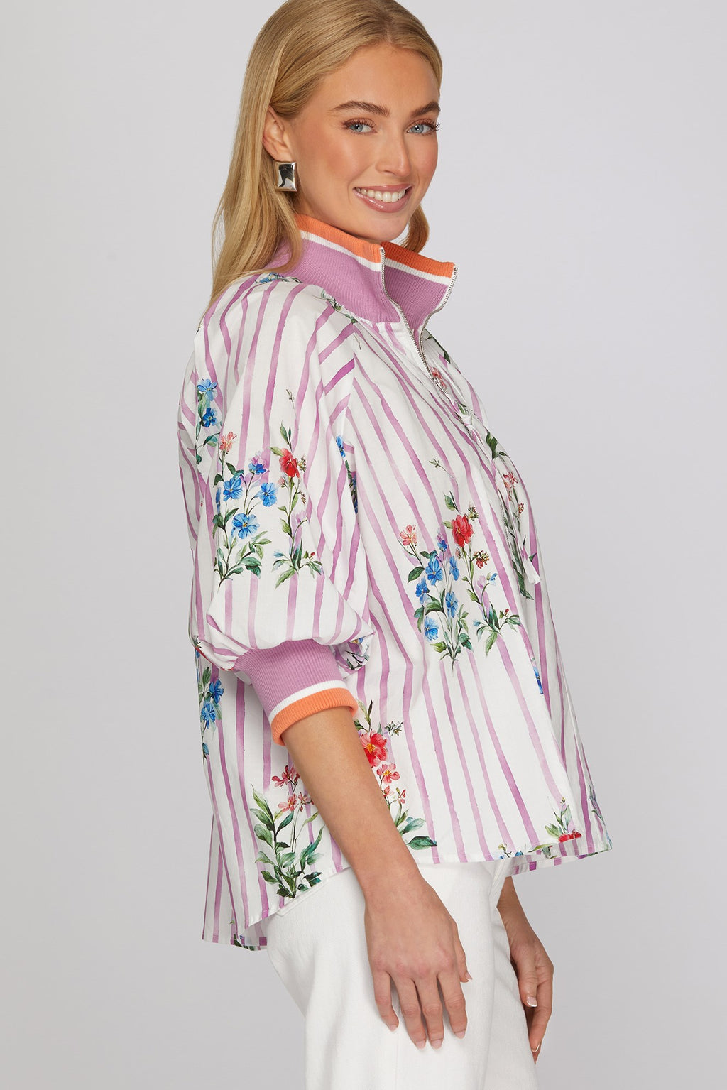 Garden Party Half-Zip Blouse