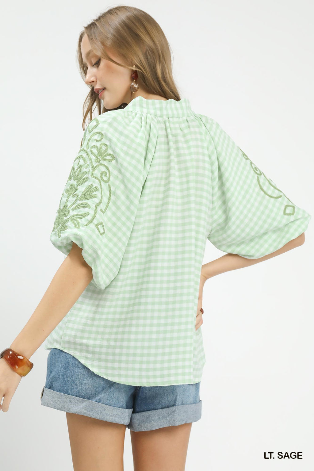Sage Gingham Blouse