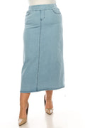 Curvy Long Light Denim Skirt