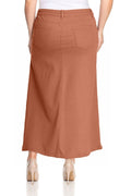Curvy Long Caramel Denim Skirt