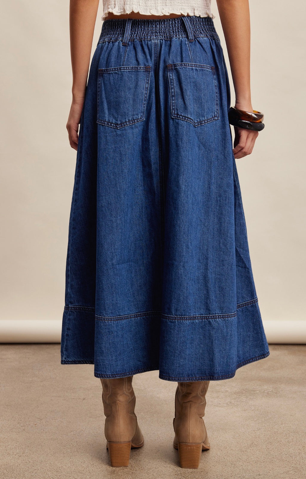 Button Front Denim Skirt