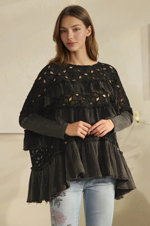 Ruffle Tier Poncho