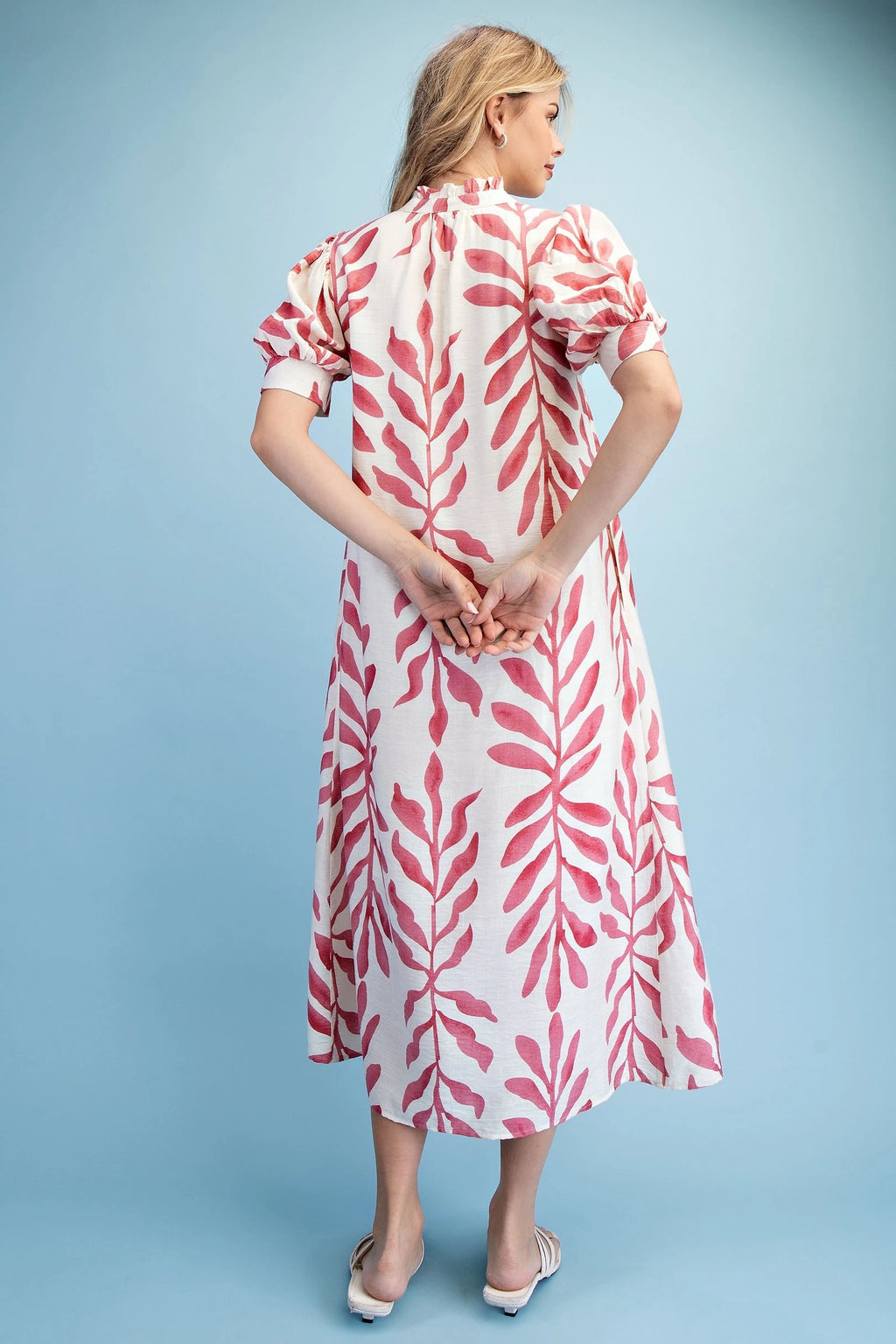 Botanical Leaf Midi Dress
