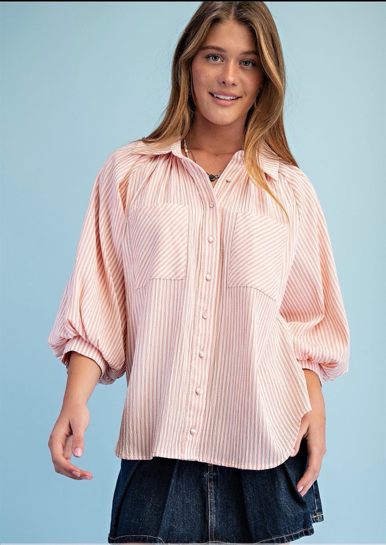 Striped Button Up Blouse