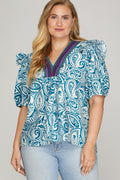 Curvy Folklore Ruffle Top