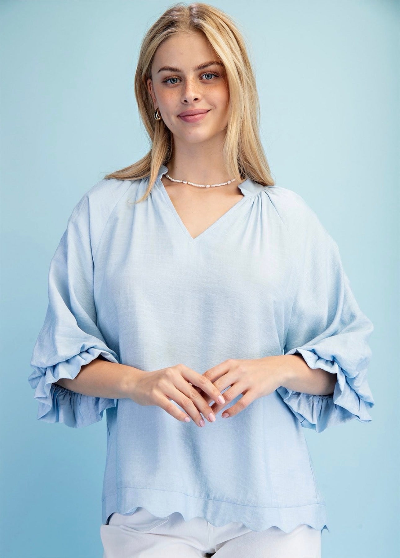 Shimmering Scalloped Blouse