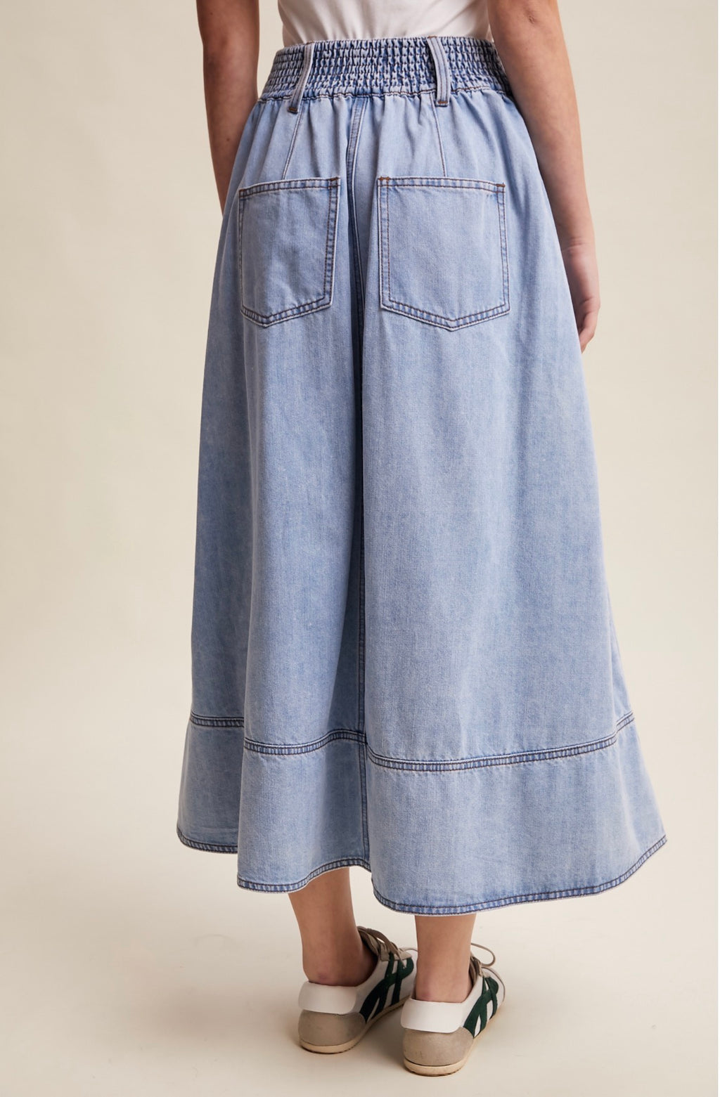 Button Front Denim Skirt