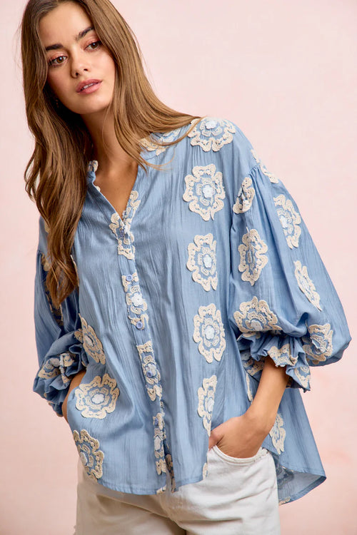 3D Flower Patch Blouse