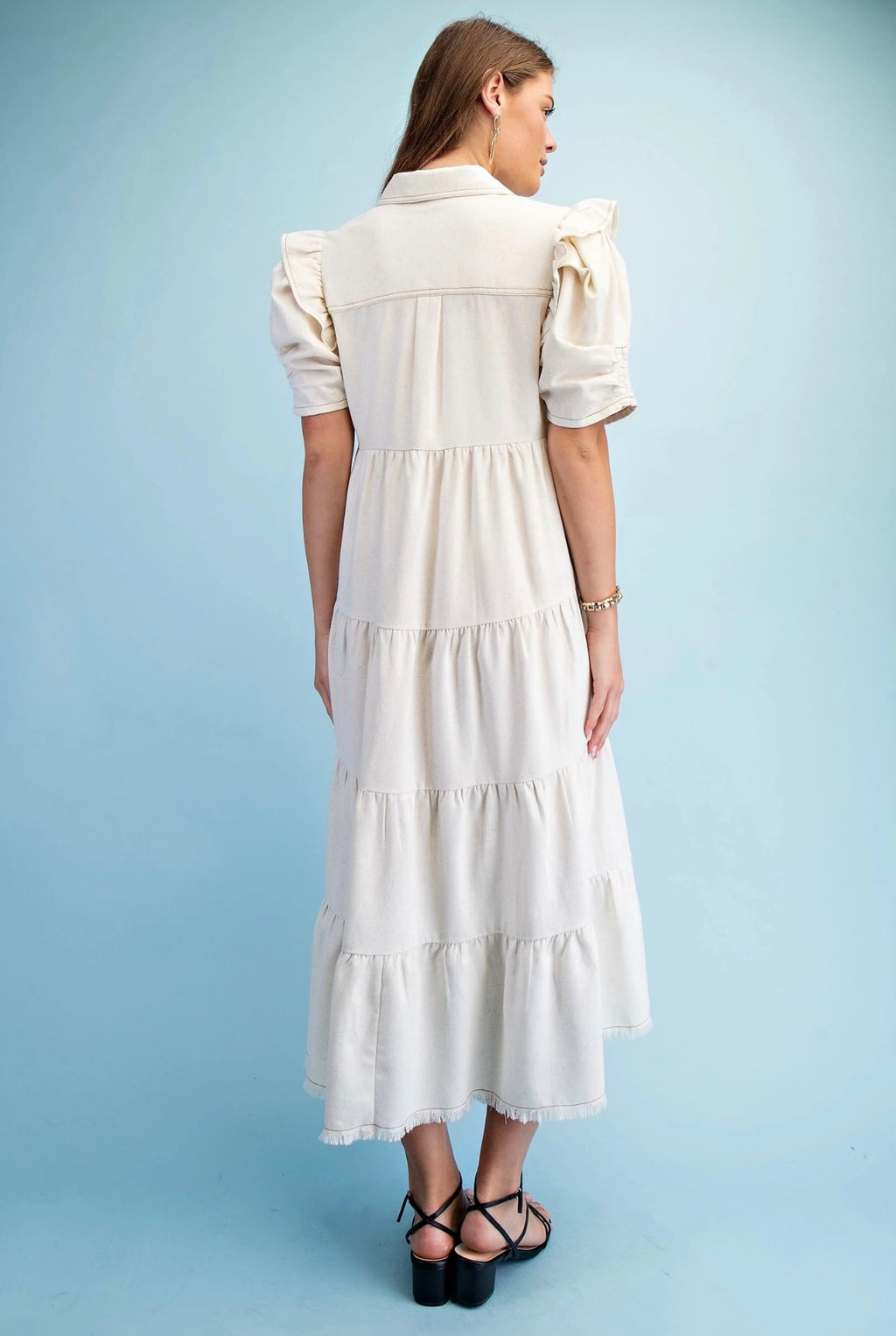 Frayed Hem Shirtdress