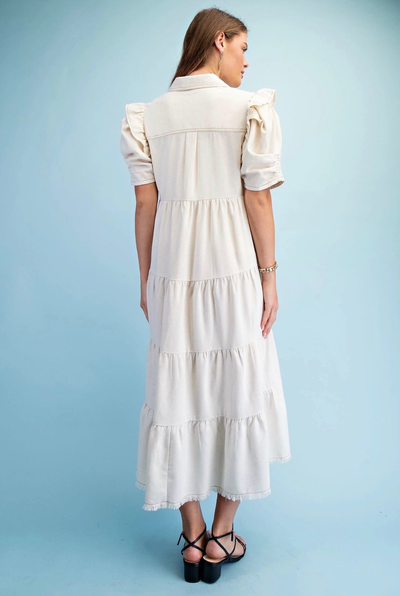 Frayed Hem Shirtdress