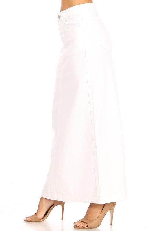 Long White Denim Skirt