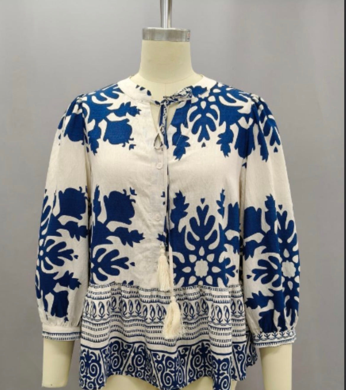 Porcelain Print Tassel Top