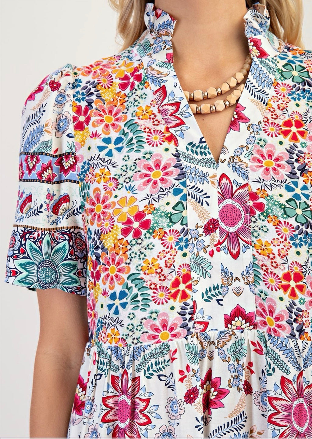 Mosaic Bloom Tiered Dress