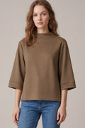3/4 Sleeve Knit Mock Neck Top