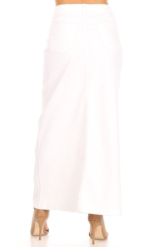 Long White Denim Skirt