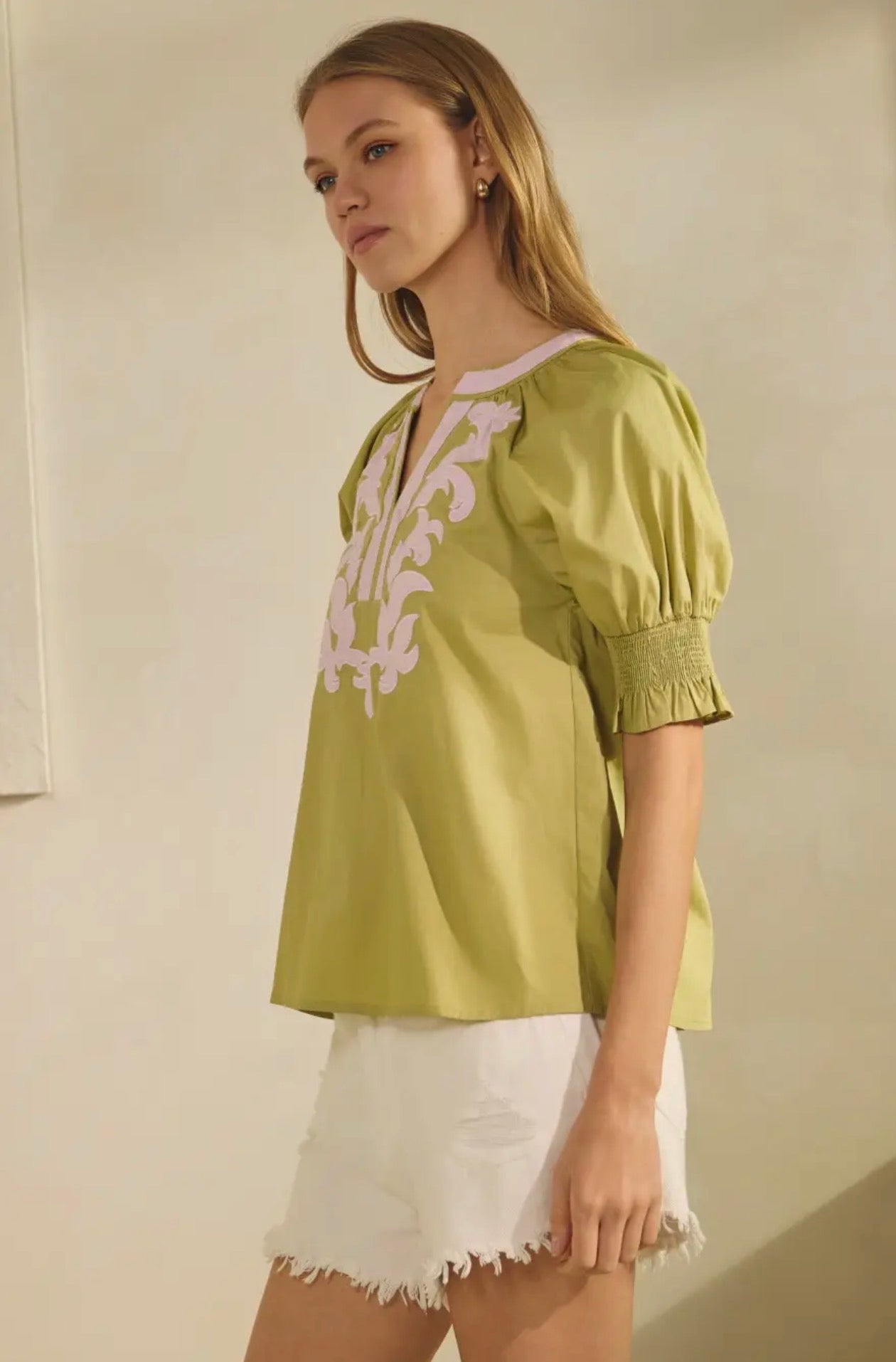 Chartreuse Embroidered Tunic