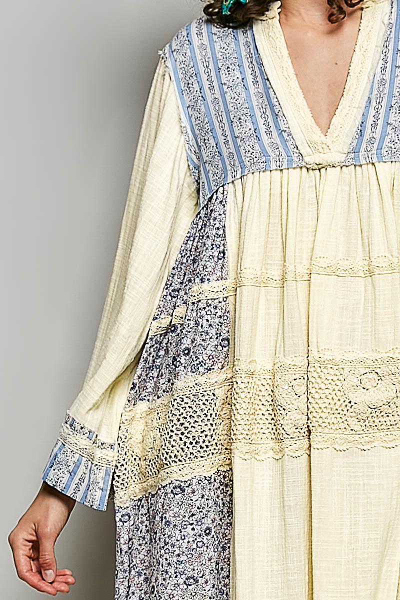 Indigo Prairie Patchwork Dress