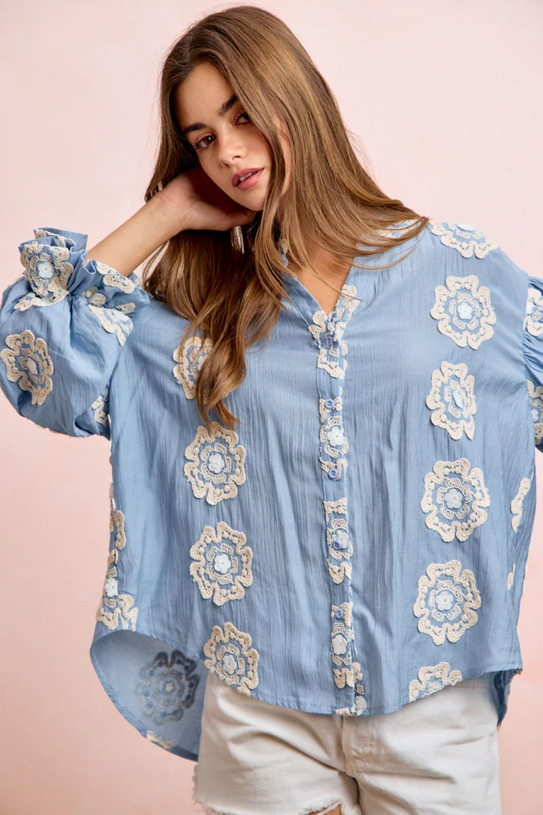 3D Flower Patch Blouse