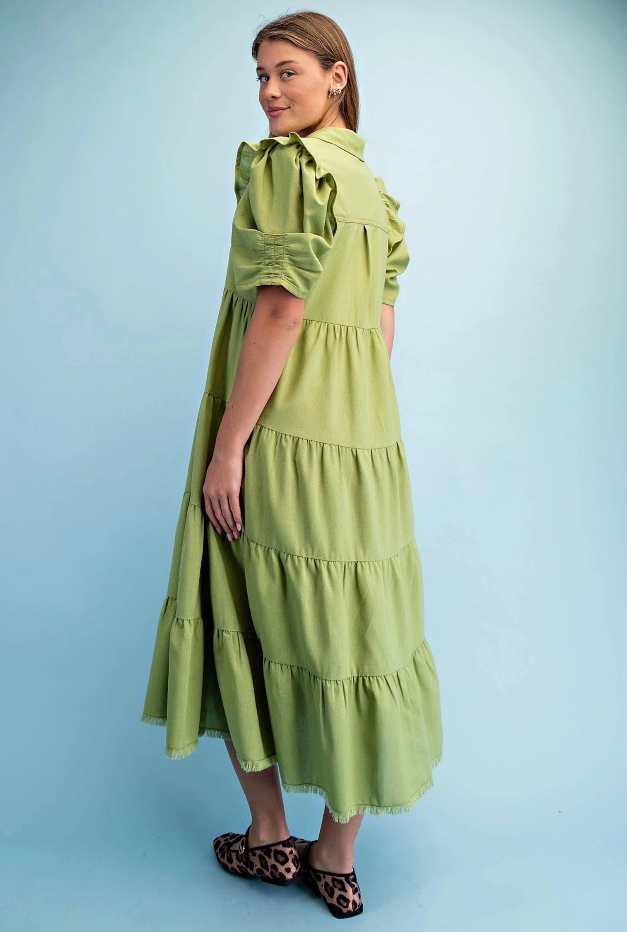Frayed Hem Shirtdress