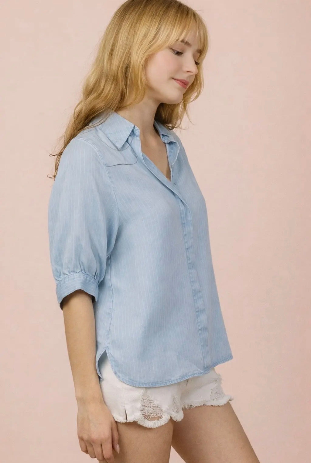 Pinstriped Denim Shirt