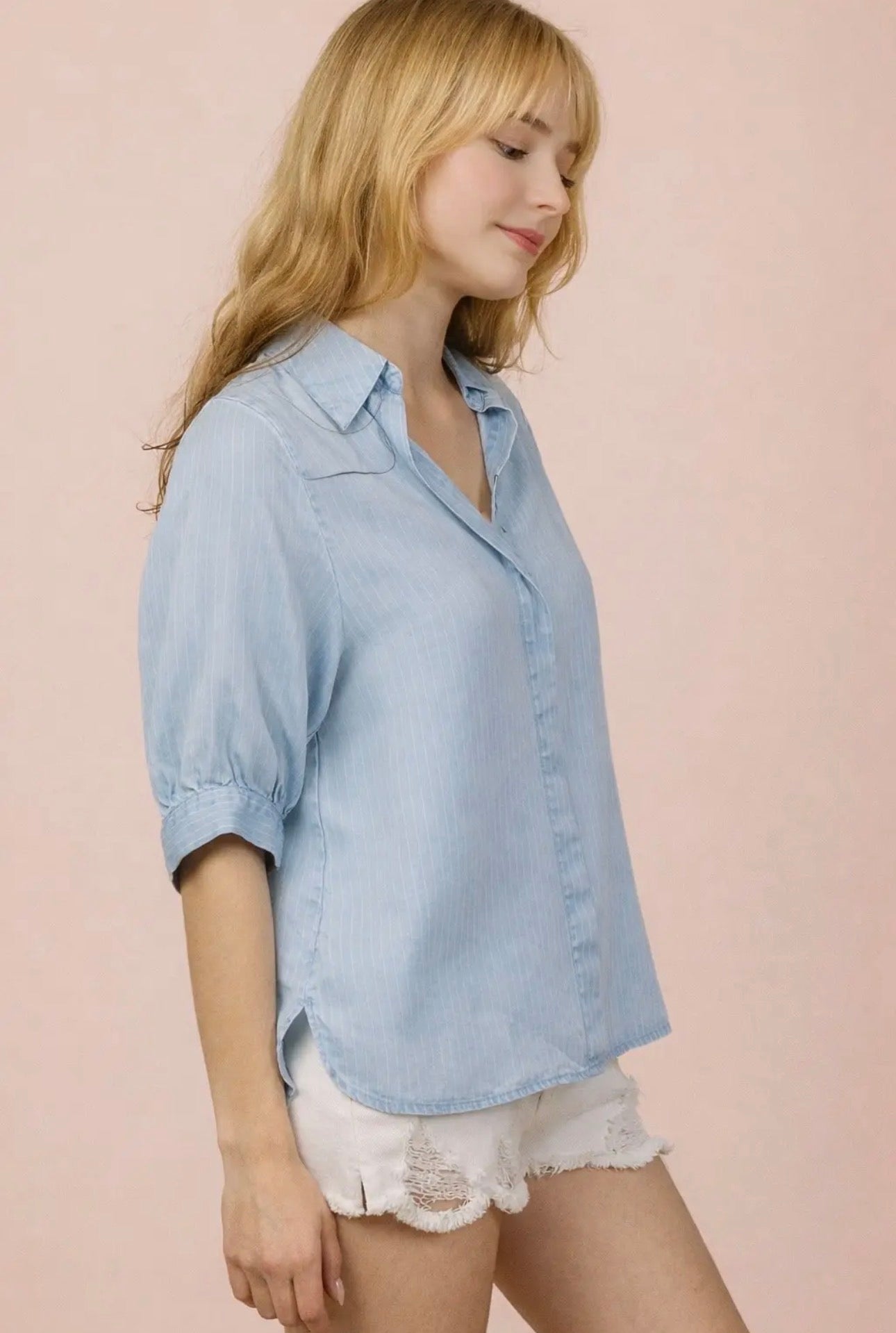 Pinstriped Denim Shirt