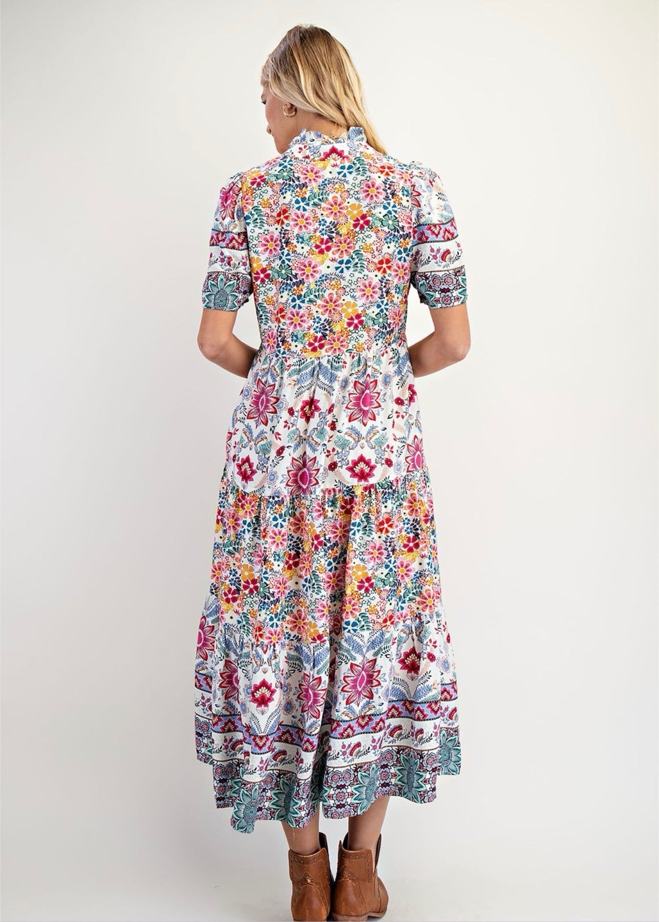 Mosaic Bloom Tiered Dress