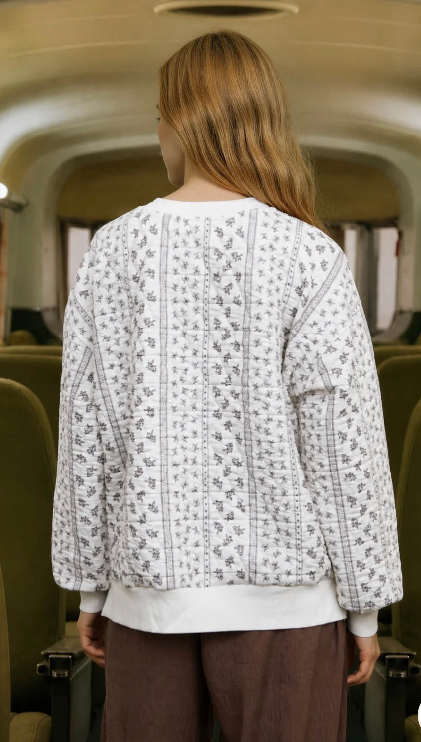 Quilted Floral Pullover