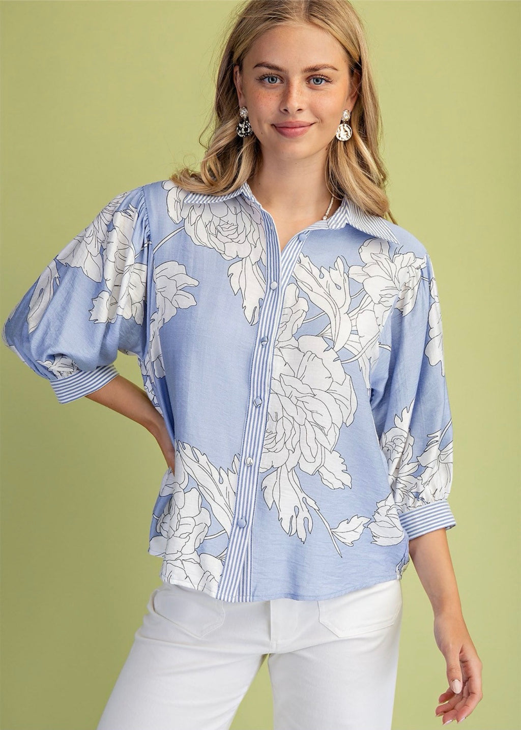 In Full Bloom Button Up Top