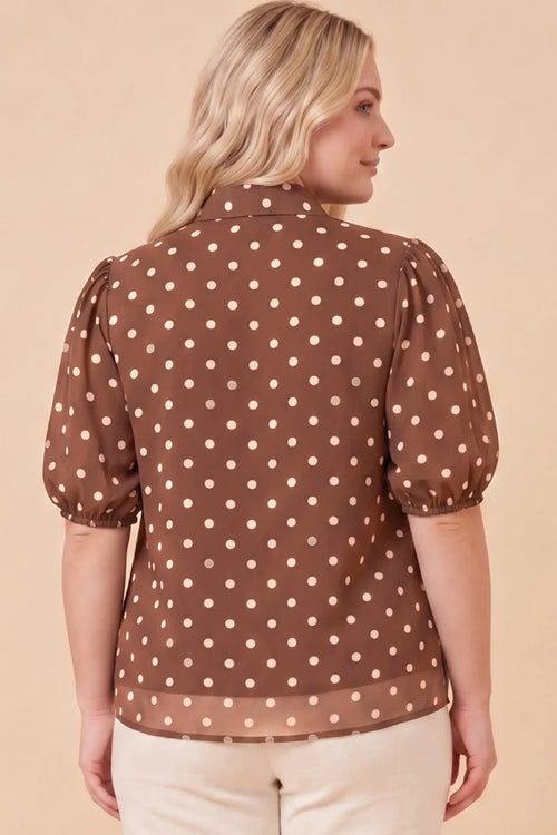 Curvy Brown Polka Dot Top