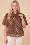 Curvy Brown Polka Dot Top