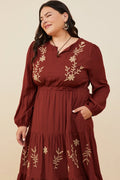 Burgundy Embroidered Dress