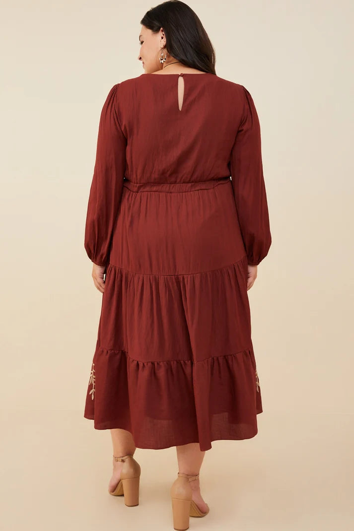 Burgundy Embroidered Dress