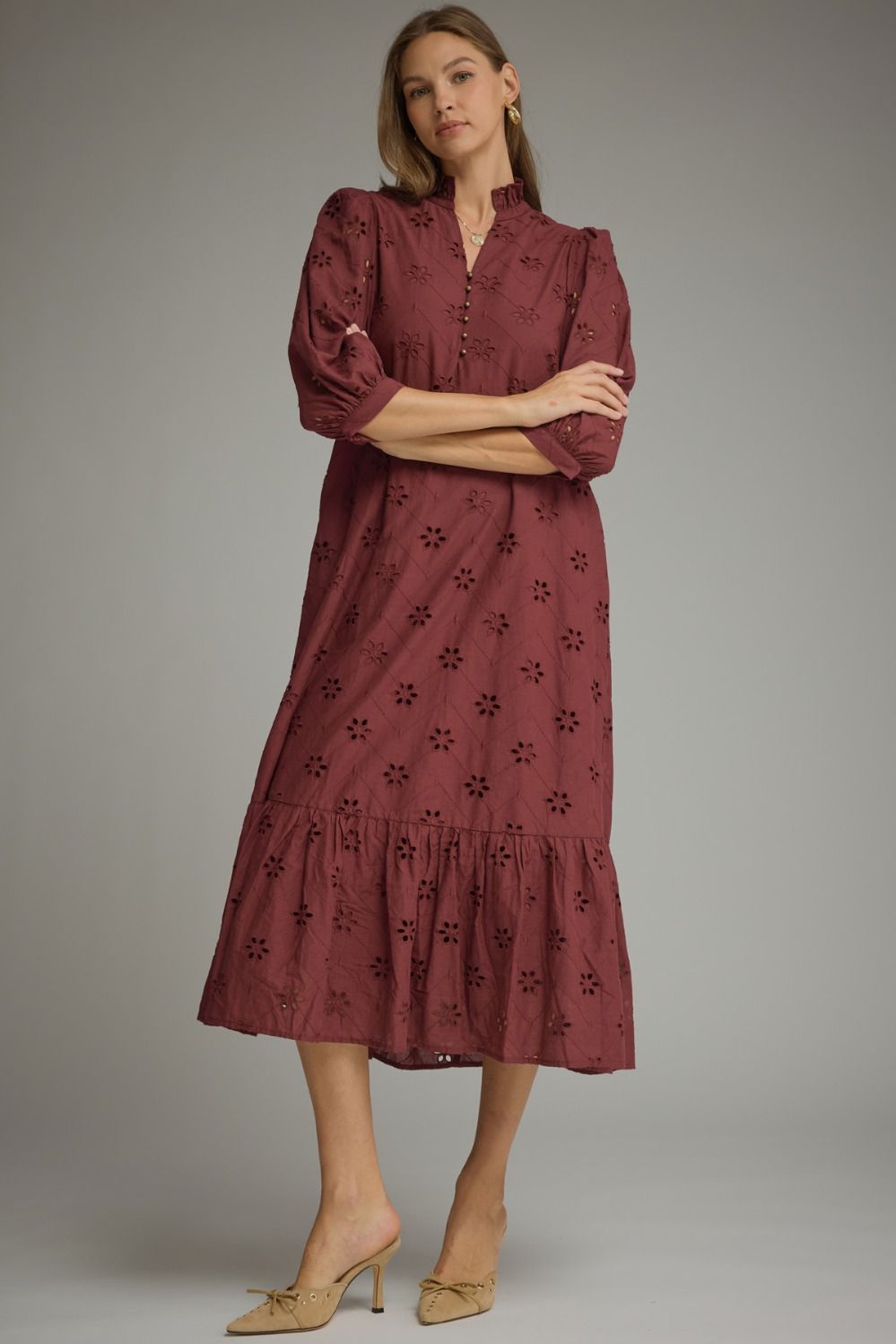 Curvy Midnight Merlot Midi Dress