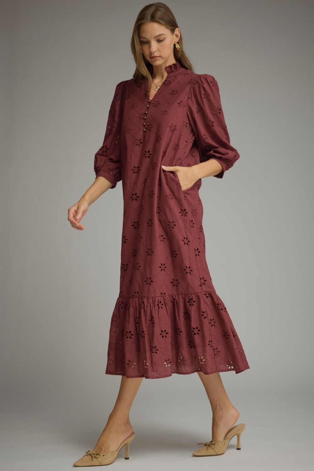 Curvy Midnight Merlot Midi Dress