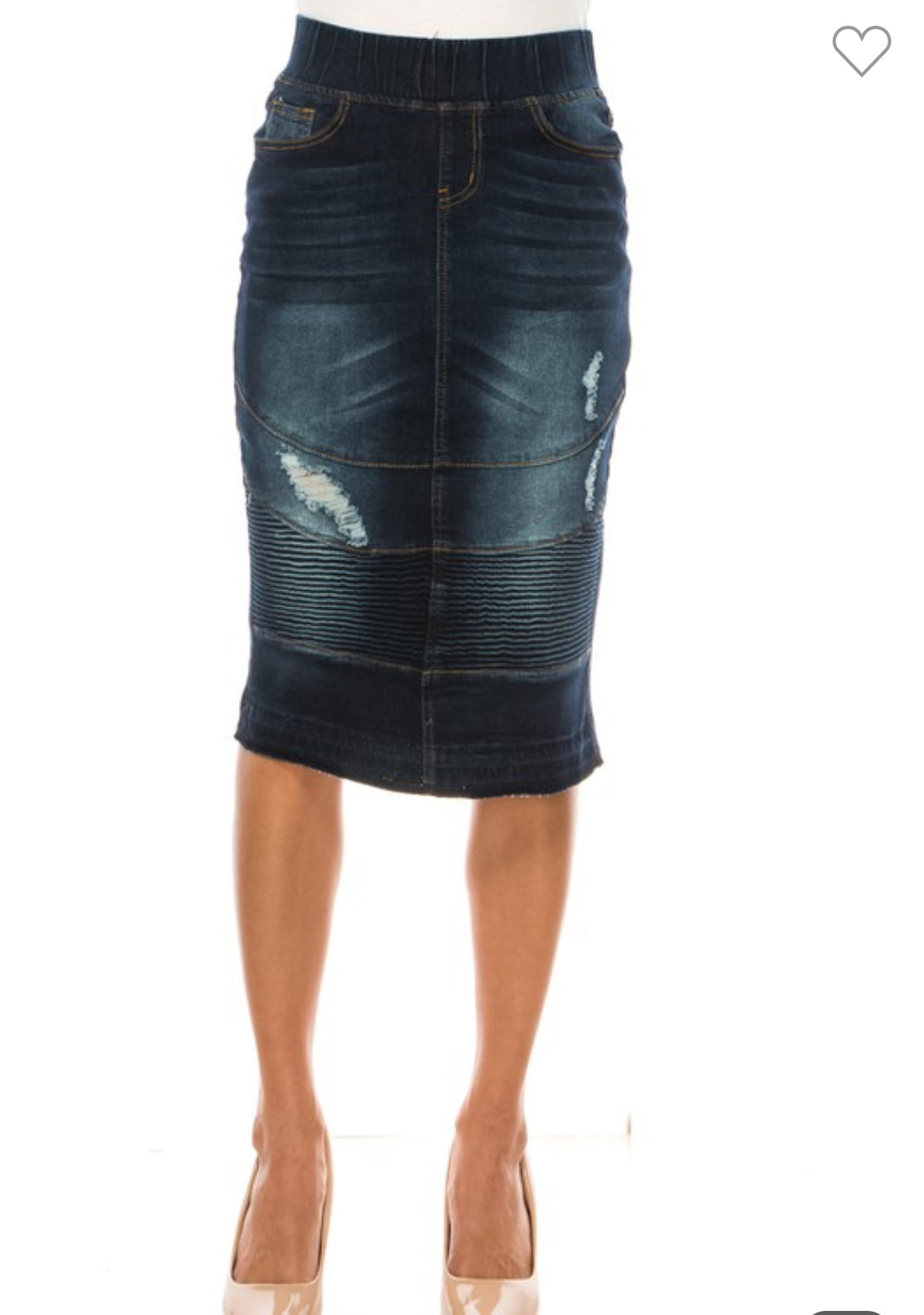 Rugged Wash Denim Skirt