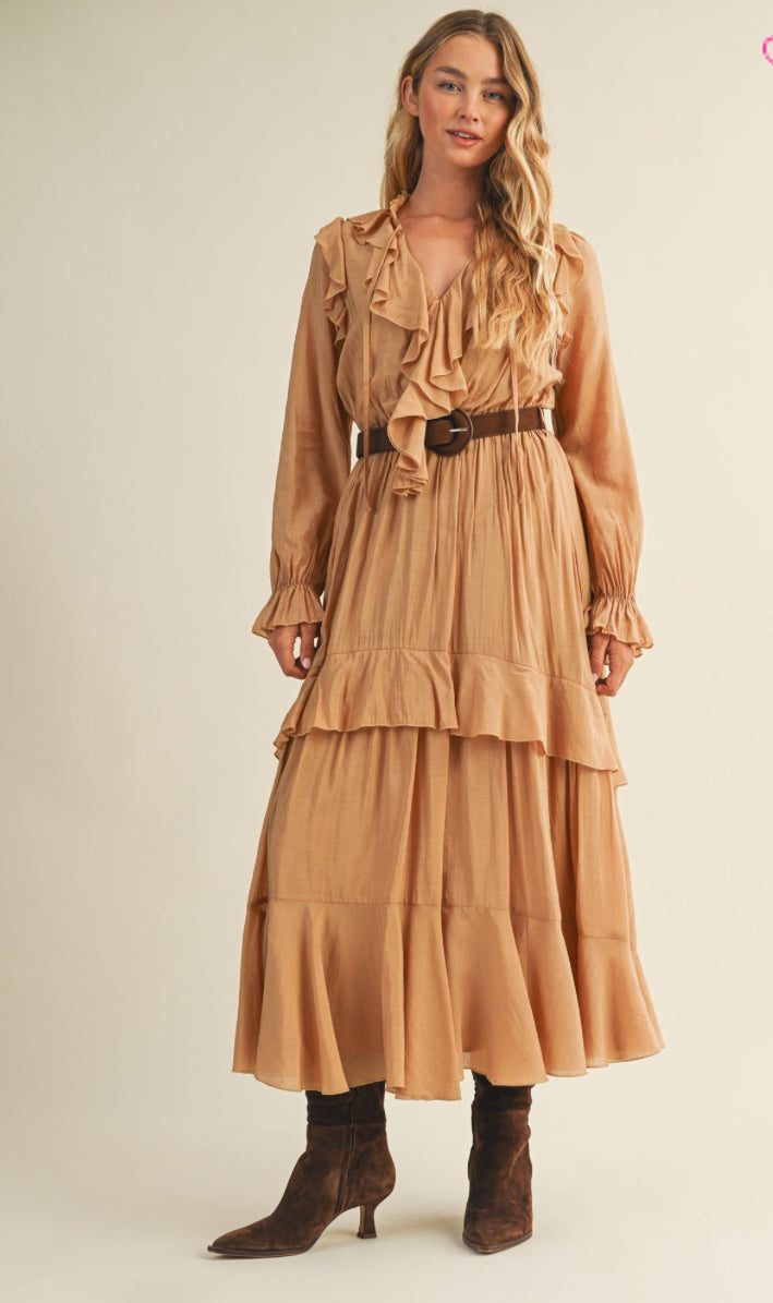 Belted Ruffle Dress