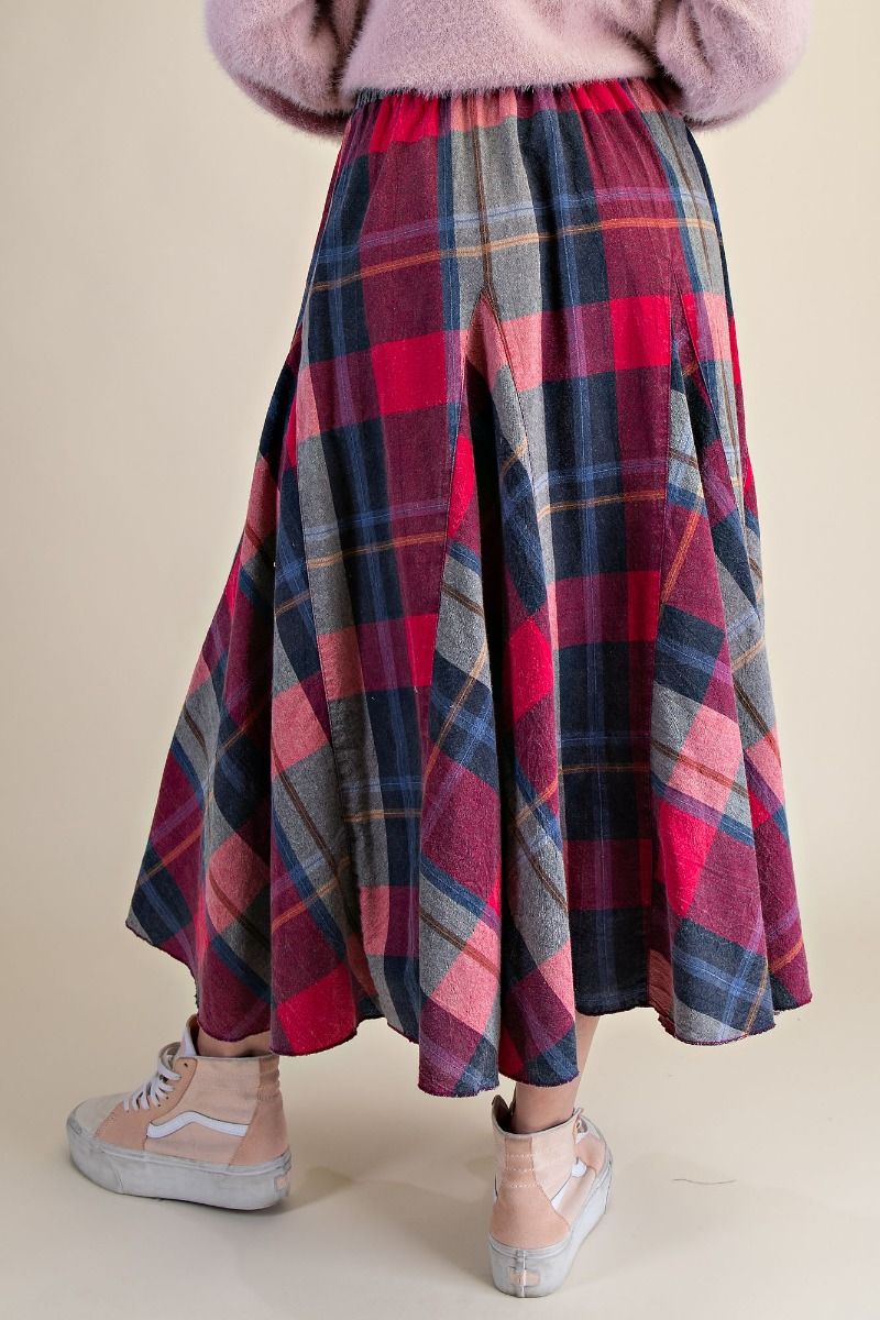 Plaid Pattern Midi Skirt