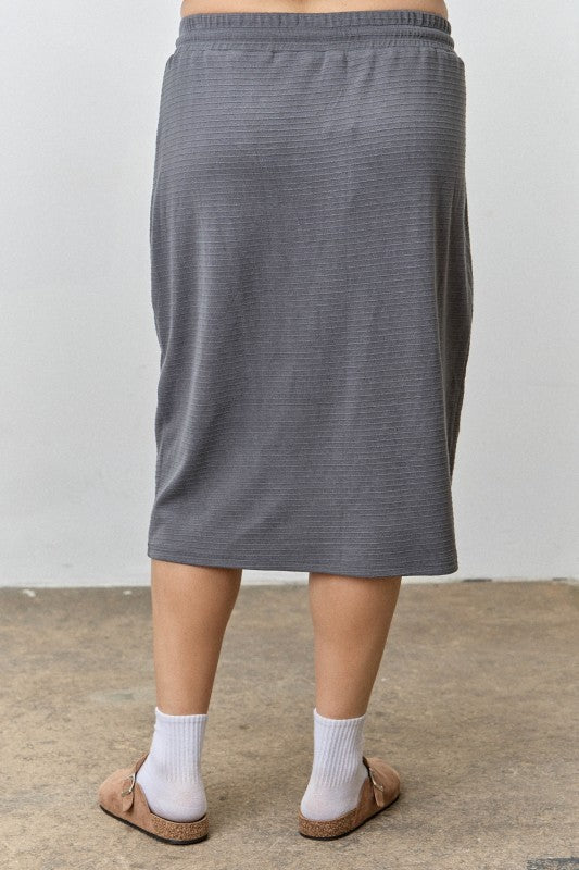 Curvy Striped Midi Skirt