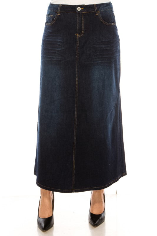 Long Dark Denim Skirt
