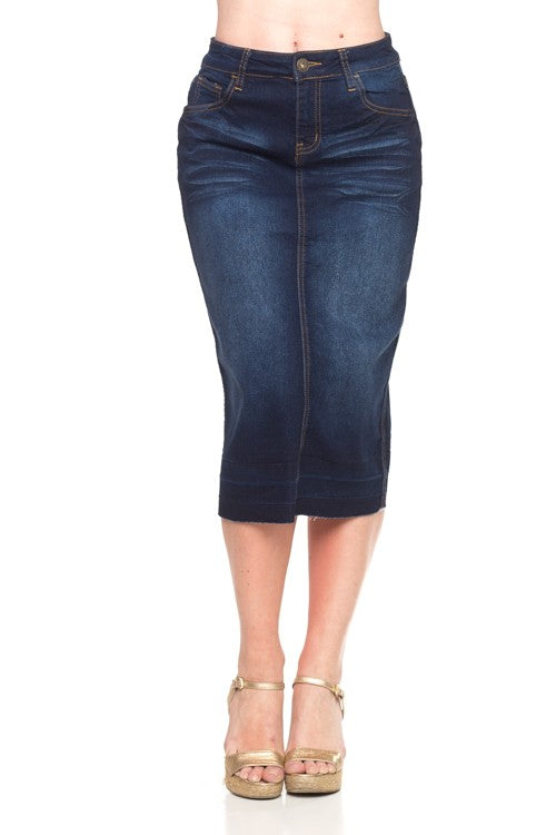 The Chelsey Dark Denim Skirt