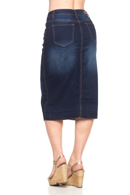 The Chelsey Dark Denim Skirt