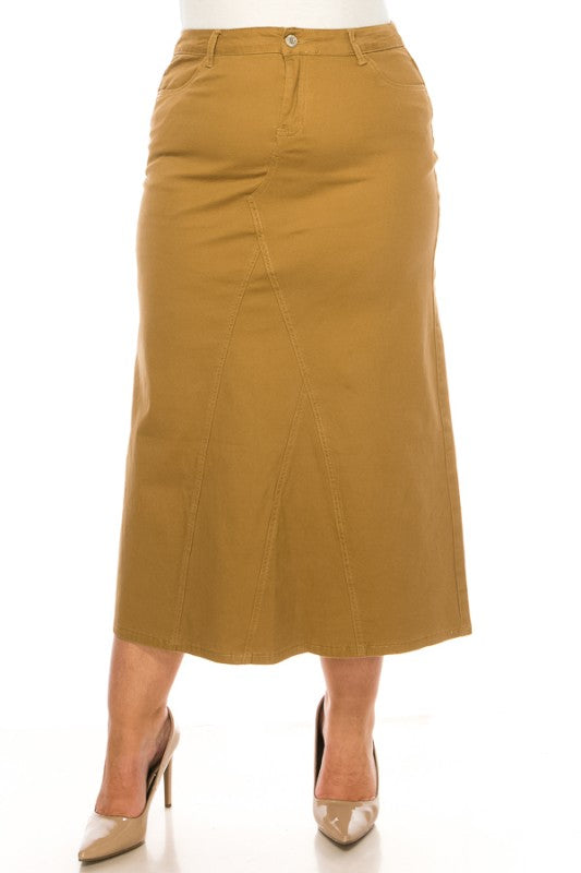 Curvy Khaki Denim Skirt