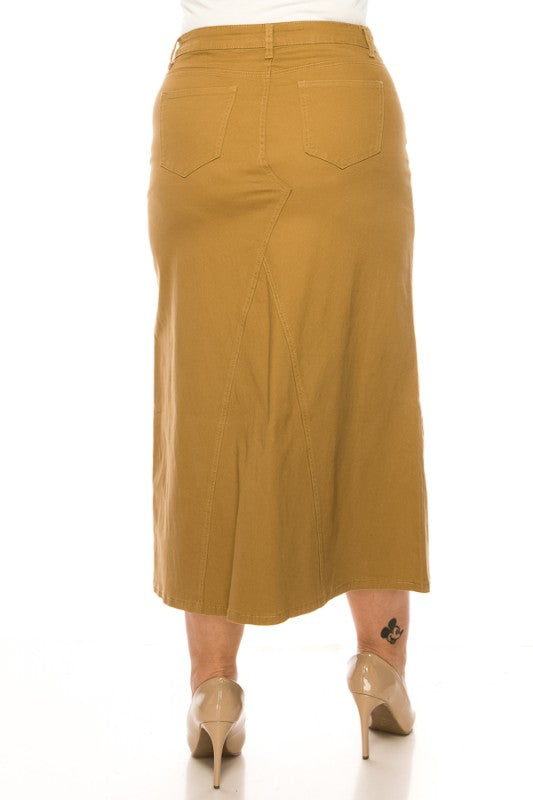 Curvy Khaki Denim Skirt
