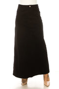 Long Black Denim Skirt