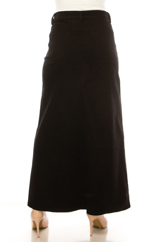 Long Black Denim Skirt