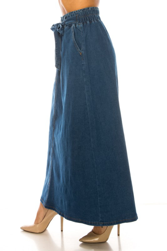 Belted Denim Skirt