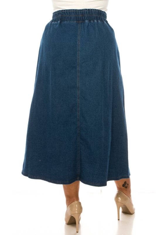 Curvy Belted Denim Skirt