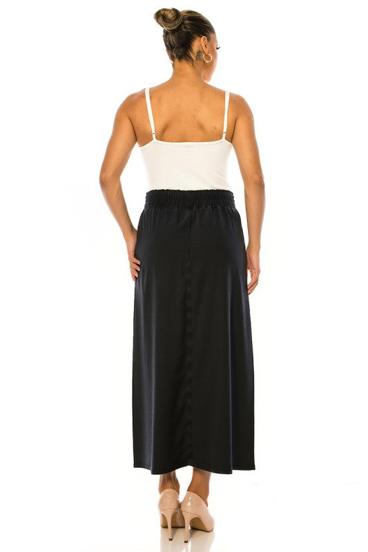 Black Belted Denim Skirt